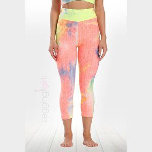 Booty Lift Watercolors Capri - Wide Band - Printed Brazilian Style Women's Leggi
